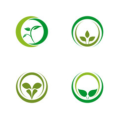 Green leaf icon logo design vector illustration template