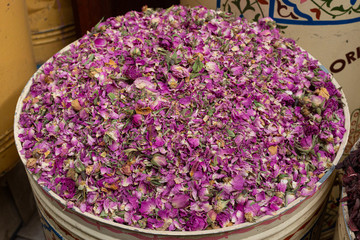 Fototapeta na wymiar Sack with dried purple flowers