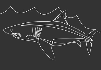 Obraz na płótnie Canvas continuous line drawing of sea shark illustration