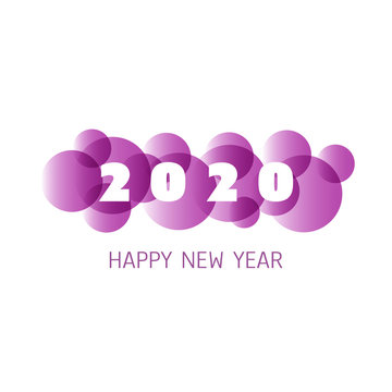 Simple Purple and White New Year Card, Cover or Background Design Template - 2020