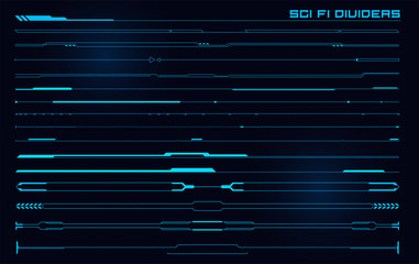 Set of Sci Fi Modern User Interface Elements. Futuristic Abstract HUD. Good for game UI. Divider elements for data infographics. Vector Illustration EPS10