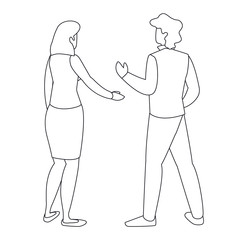 Isolated woman and man avatar of back vector design