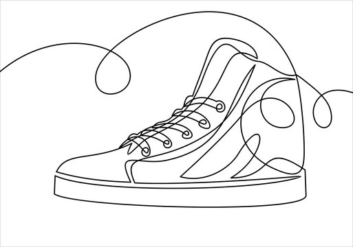 recommend clip art: illustration of sneakers. Sports shoes in a line style. Continuous one line