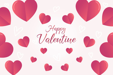 Happy valentine's day background with cute red and white heart. Valentine typography vector