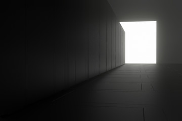 3d render futuristic tunnel with the light glow