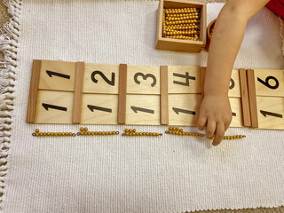 Montessori material Segen wood board # 1 with golden material