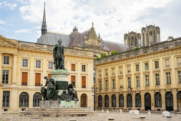 Fototapeta na wymiar Royal square in Reims city center, summer, France
