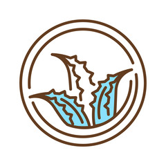 Aloe vera cover color line icon. Material that covers the mattress. Contains aloe vera. Pictogram for web page, mobile app, promo. UI UX GUI design element. Editable stroke.