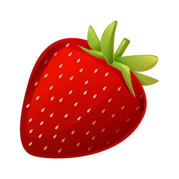 kawaii cute cartoon red strawberry graphic isolated on white background