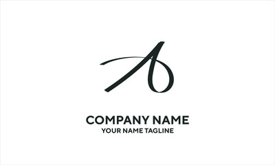 The concept of the logo with the initials letter A is a simple classical model handwritten script, very suitable for a symbol or company logo in an art or photography midwife