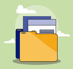 File document and clouds vector design