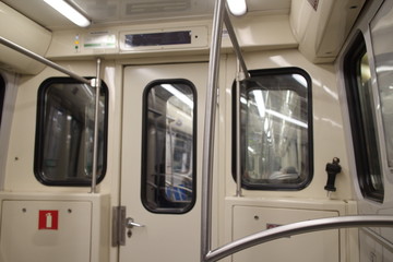 In an empty subway car