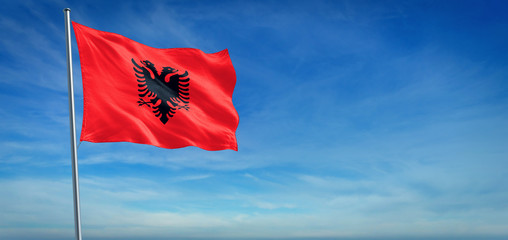 The National flag of Albania