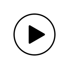 Outlined play button flat vector icon isolated on a white background.