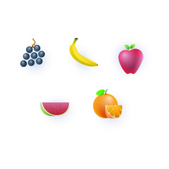 set of fruit icons logo design sign illustrattion symbol vector graphic gradient color simple branding asset element company business badge button fresh food store healthy