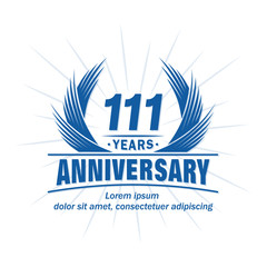 111 years logo design template. 111th anniversary vector and illustration.