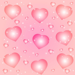 Beautiful festive background with hearts for Valentine's day. Gentle hearts with flickering highlights on a single background.