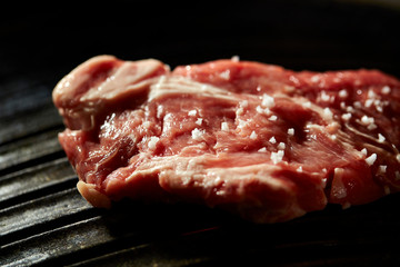 Korean BBQ, meat on iron plate 