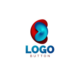 Abstract round shape logo template. Minimal geometrical design, 3d geometric bold symbol in relief style with color blend steps effect. Vector Illustration