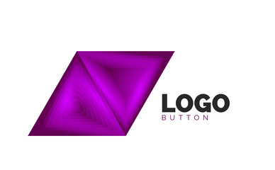 Triangle icon geometric logo template. Minimal geometrical design, 3d geometric bold symbol in relief style with color blend steps effect. Vector Illustration For Button, Banner, Background