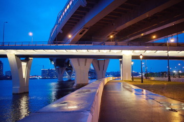 Large transport overpass on a winter evening