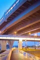 Large transport overpass on a winter evening