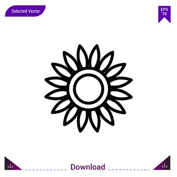 sunflower icon vector . Best modern, simple, isolated, application ,seasons icons, logo, flat icon for website design or mobile applications, UI / UX design vector format