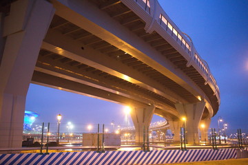 Large transport overpass on a winter evening