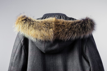 details of grey stylish jacket, cropped view  