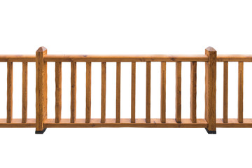 Wooden railing isolated on white background