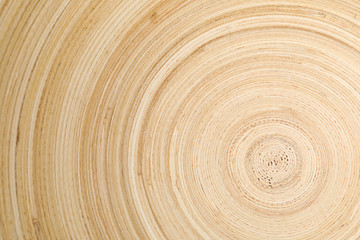 Circle texture background of wooden bowl, close up