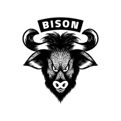 Bison head logo black and white