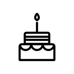 Festive cake icon vector. A thin line sign. Isolated contour symbol illustration