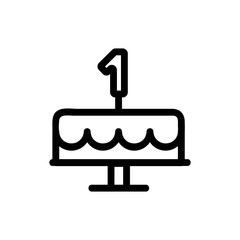 Festive cake icon vector. A thin line sign. Isolated contour symbol illustration