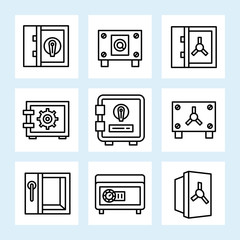 safe icons set line vector