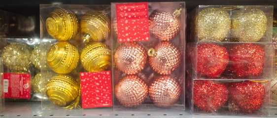 Christmas toys in the boxes for the new year