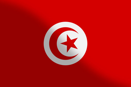 national flag of tunisia. shiny