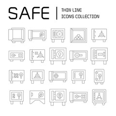 safe icons set line vector