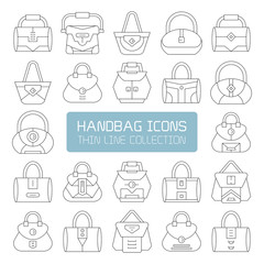 handbag and pouch icons thin line design