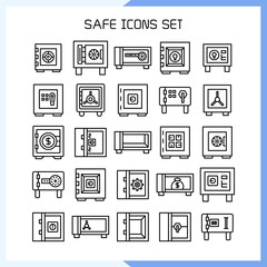 safe icons set line vector