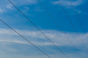 power lines on blue sky
