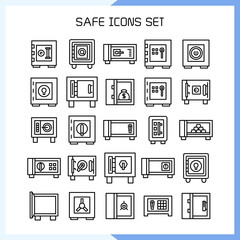 safe icons set line vector