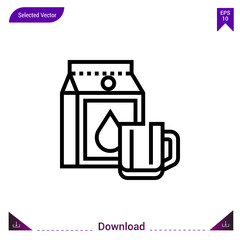 milk icon vector . Best modern, simple, isolated, application , logo, flat icon for website design or mobile applications, UI / UX design vector format