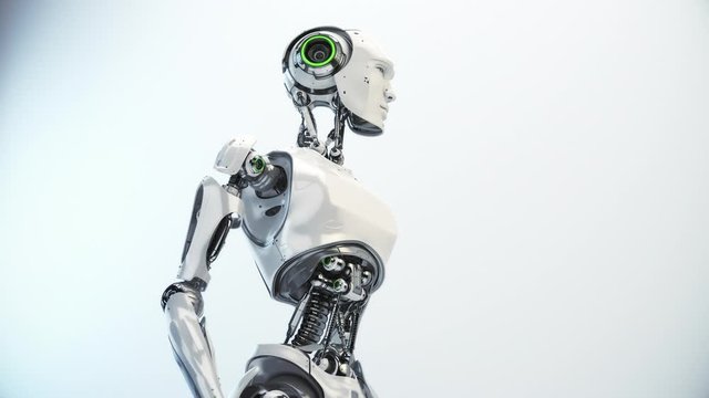 Robot torso turning, 3d rendering with alpha