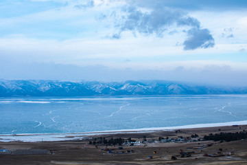 Frozen lake in Russia, Baikal Lake in winter, landscape photography