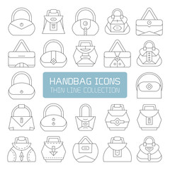 handbag and pouch icons thin line design