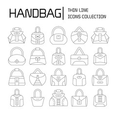 Fototapeta premium handbag and pouch icons thin line design