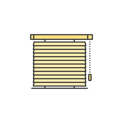 Horizontal blinds jalousie thin line colored vector icon