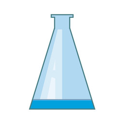 A Glass flask or beaker with blue medicine or potion isolated on white background, a vector stock illustration as a science or magic concept