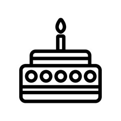 Festive cake icon vector. A thin line sign. Isolated contour symbol illustration